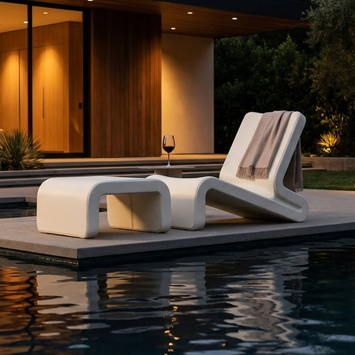 Line Lounge Chair – Modern In-Pool Lounge Chair for Baja & Sun Shelves with Optional Line Ottoman
