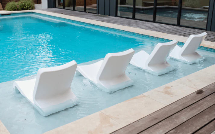 Line Lounge Chair – Modern In-Pool Lounge Chair for Baja & Sun Shelves with Optional Line Ottoman