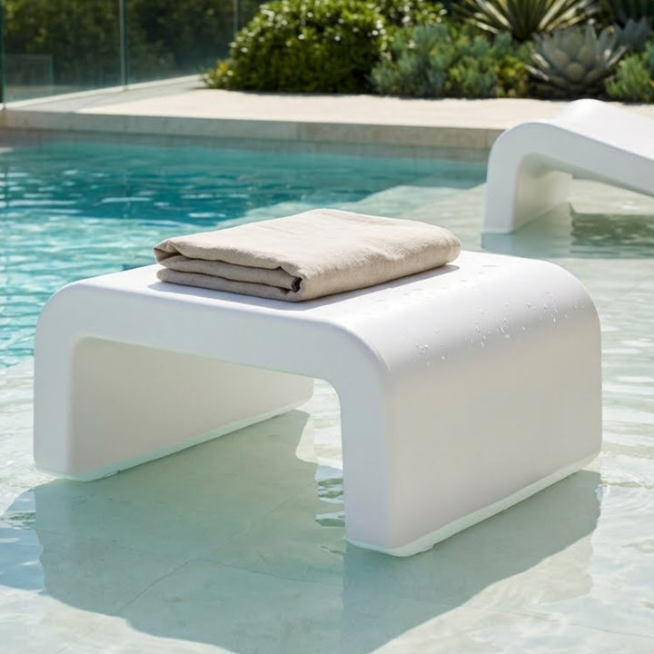 Line Ottoman - Modern Outdoor Ottoman or Side Table for Pool Ledges, Patios & Baja Shelves
