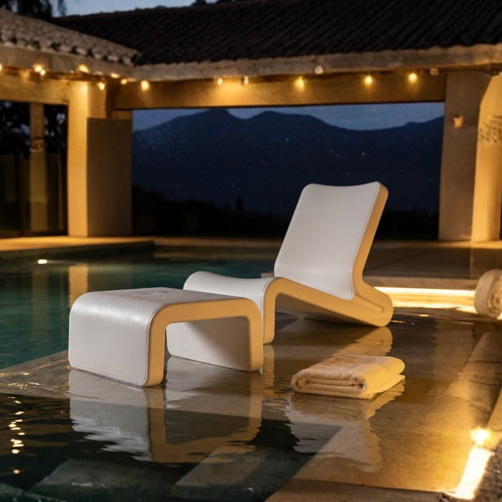 Line Ottoman - Modern Outdoor Ottoman or Side Table for Pool Ledges, Patios & Baja Shelves