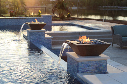 Lombard-P Fire Bowl – 29" Concrete Gas Fire Pit (65,000 BTUs, NG or Propane)