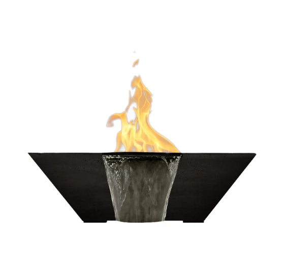 Lombard-P Fire & Water Bowl – 29" Concrete Poolside Fire and Water Feature (65,000 BTUs, NG or Propane)