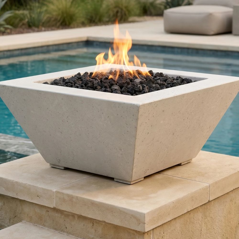 Lombard-P Tall Fire Bowl – 32" Luxury Outdoor Gas Fire Pit (65,000 BTUs, NG or Propane)