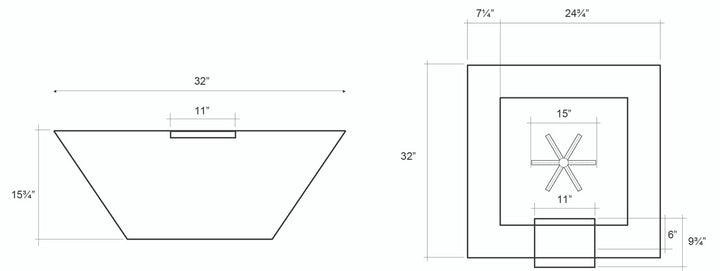 Lombard-P Tall Fire & Water Bowl – 32" Concrete Poolside Fire and Water Feature (65,000 BTUs, NG or Propane)
