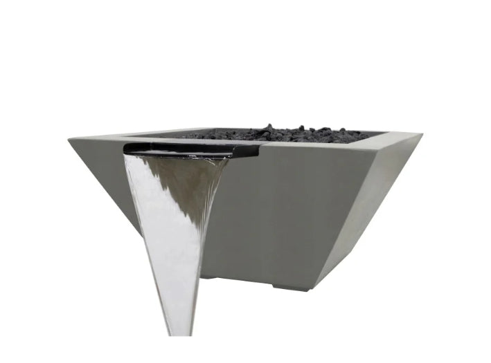 Lombard-P Tall Fire & Water Bowl – 32" Concrete Poolside Fire and Water Feature (65,000 BTUs, NG or Propane)