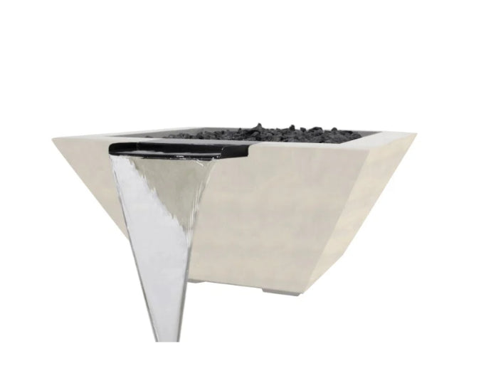 Lombard-P Tall Fire & Water Bowl – 32" Concrete Poolside Fire and Water Feature (65,000 BTUs, NG or Propane)