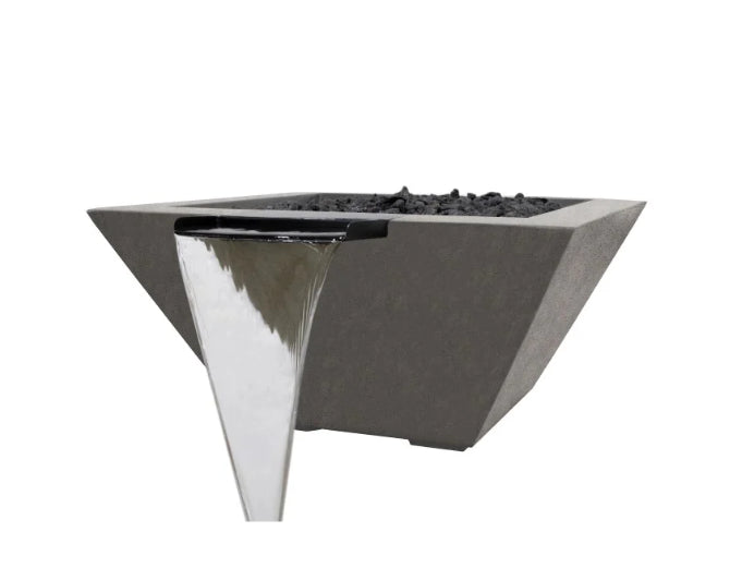 Lombard-P Tall Fire & Water Bowl – 32" Concrete Poolside Fire and Water Feature (65,000 BTUs, NG or Propane)
