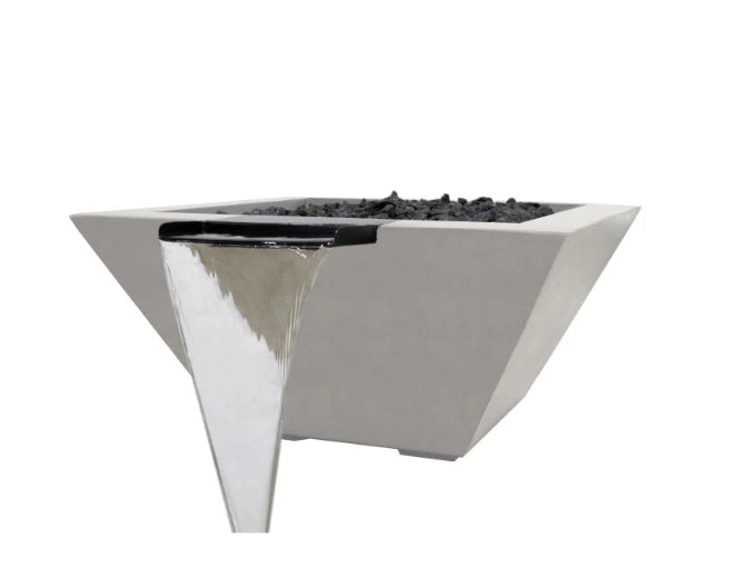Lombard-P Tall Fire & Water Bowl – 32" Concrete Poolside Fire and Water Feature (65,000 BTUs, NG or Propane)