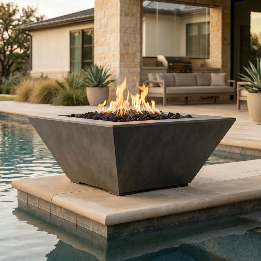 Lombard-P Tall Fire Bowl – 32" Luxury Outdoor Gas Fire Pit (65,000 BTUs, NG or Propane)