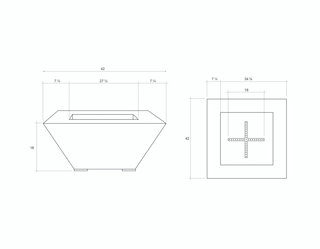 Lombard Fire Table – 65,000 BTU Square Outdoor Gas Fire Pit in Handcrafted Pewter Finish