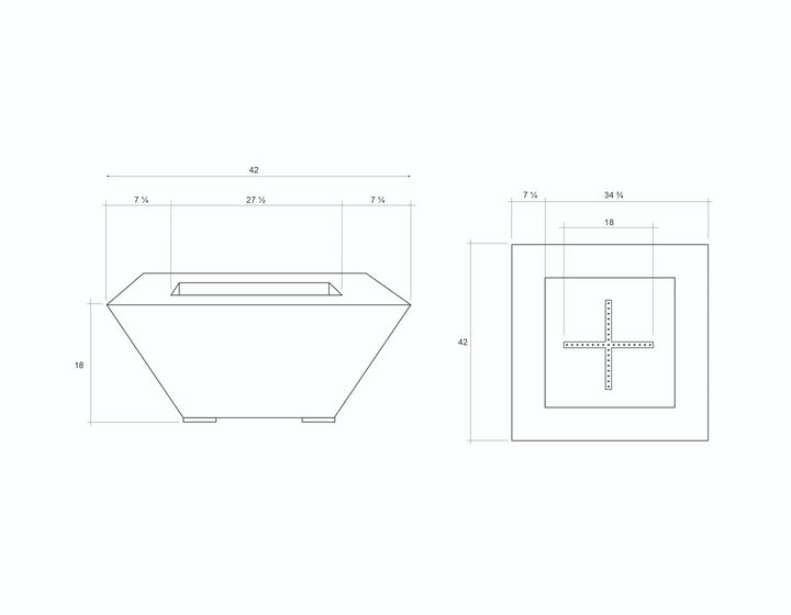 Lombard Fire Table – 65,000 BTU Square Outdoor Gas Fire Pit in Handcrafted Pewter Finish
