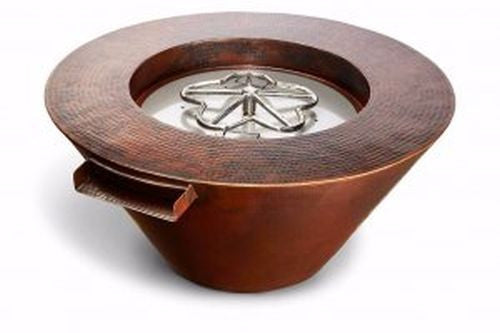 HPC Mesa 32" Hammered Copper Gas Fire & Water Bowl – Electronic Ignition (Natural Gas or Propane)