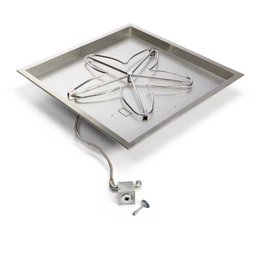 HPC - 24" Square Bowl Match Lit Fire Pit Kit Insert - Natural Gas Fuel