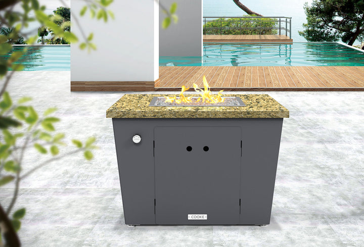 COOKE Miami Fire Pit Table 32" x 32" x 21" - Stone Top