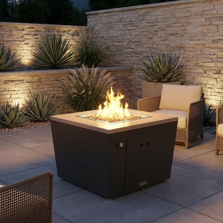 COOKE Miami Fire Pit Table 32" x 32" x 21" - Aluminum Top