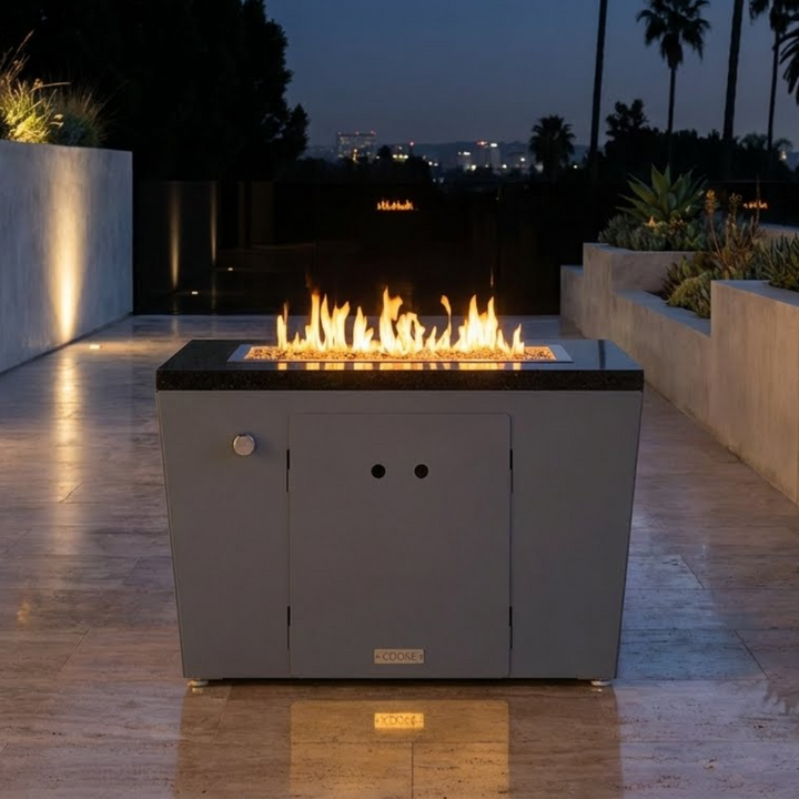 COOKE Miami Fire Pit Table 36" x 26" x 21" - Stone Top