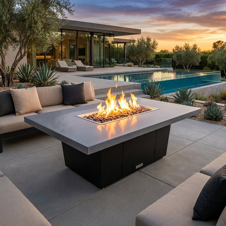 COOKE Parkway Fire Pit Table 56" x 56" x 21" - Aluminum Top