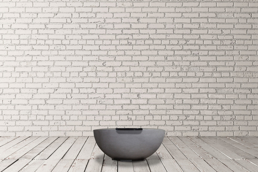 Moderno 2 Fire/Water Bowl – 29" Compact Concrete Poolside Fire & Water Feature (65,000 BTUs, Natural Gas or Propane)