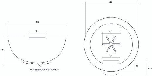 Moderno 2 Fire Bowl – 29" Compact Poolside Concrete Gas Fire Pit (65,000 BTUs, Natural Gas or Propane)