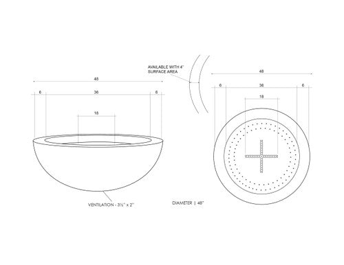 Moderno 4 Fire Bowl – 48” Extra-Large Outdoor Gas Fire Pit with Lightweight Build & Artisan Finish