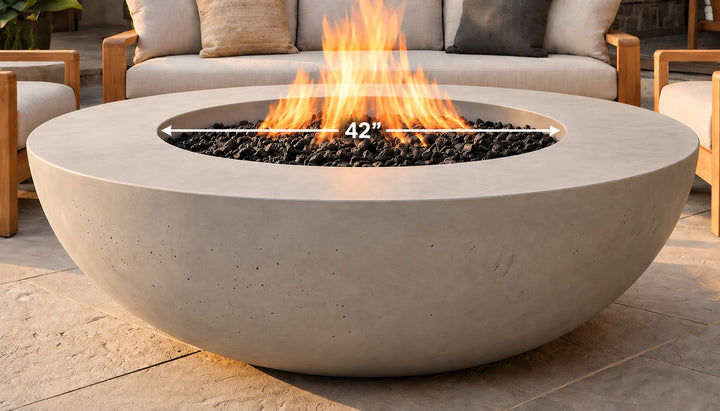 Moderno 70 Outdoor Fire Bowl – 70” Extra-Large Handcrafted Concrete Gas Fire Pit with Optional 14” Rim