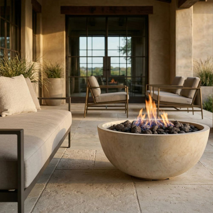Moderno 1 Fire Bowl – 39" Hand-Crafted Concrete Gas Fire Pit (65,000 BTUs, Propane or Natural Gas)