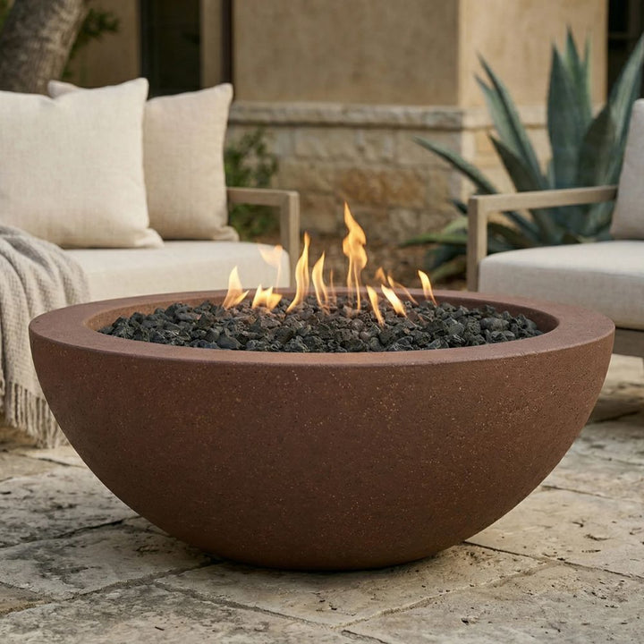 Moderno 2 Fire Bowl – 29" Compact Poolside Concrete Gas Fire Pit (65,000 BTUs, Natural Gas or Propane)