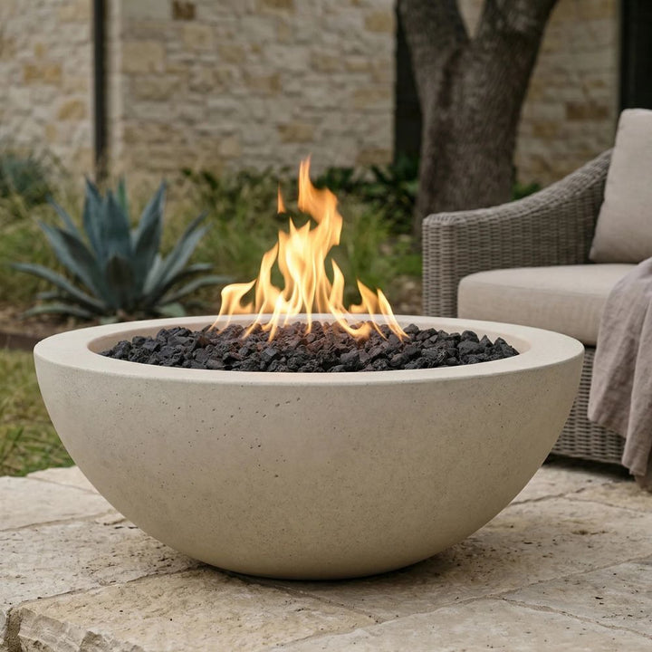Moderno 2 Fire Bowl – 29" Compact Poolside Concrete Gas Fire Pit (65,000 BTUs, Natural Gas or Propane)