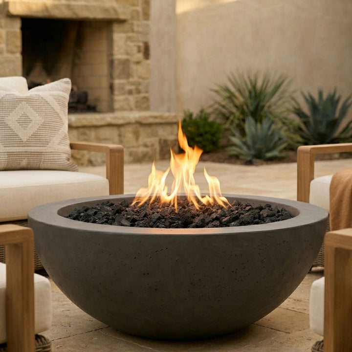 Moderno 2 Fire Bowl – 29" Compact Poolside Concrete Gas Fire Pit (65,000 BTUs, Natural Gas or Propane)