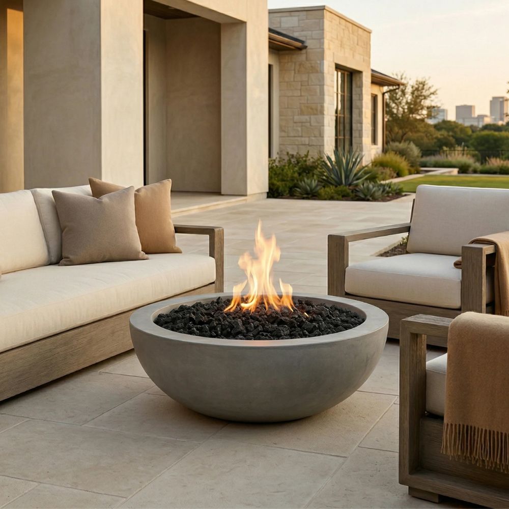 Moderno 4 Fire Bowl – 48” Extra-Large Outdoor Gas Fire Pit with Lightweight Build & Artisan Finish