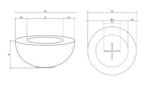 Moderno 5 Outdoor Fire Bowl – 36” Wide Surface Handcrafted Concrete Gas Fire Pit
