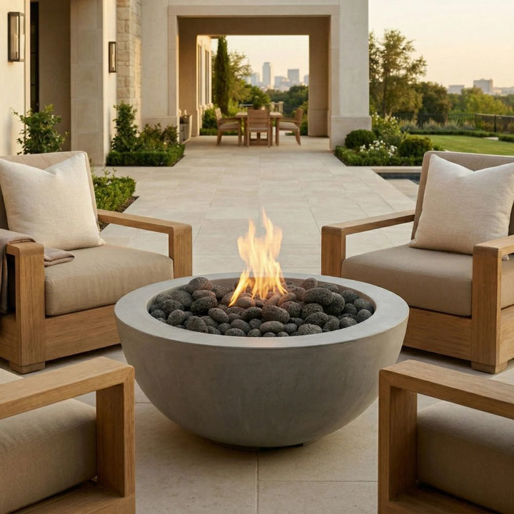 Moderno 8 Fire Bowl – 39" Hand-Crafted Concrete Gas Fire Pit, Taller Design (65,000 BTUs, Natural Gas or Propane)