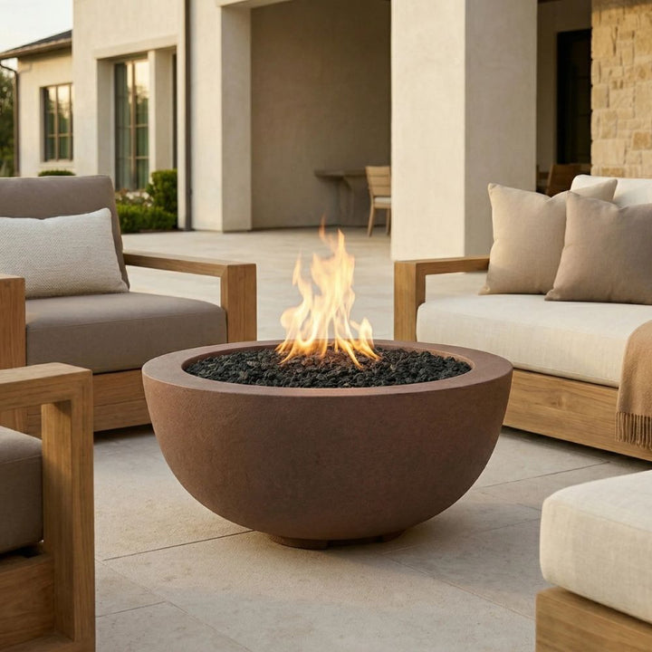 Moderno 8 Fire Bowl – 39" Hand-Crafted Concrete Gas Fire Pit, Taller Design (65,000 BTUs, Natural Gas or Propane)
