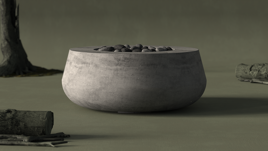 Oasis Fire Bowl – 42" Round Concrete Gas Fire Pit with Sloped Straight Edge (65,000 BTUs, Propane/Natural Gas)