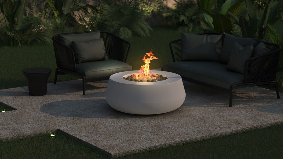 Oasis Fire Bowl – 42" Round Concrete Gas Fire Pit with Sloped Straight Edge (65,000 BTUs, Propane/Natural Gas)