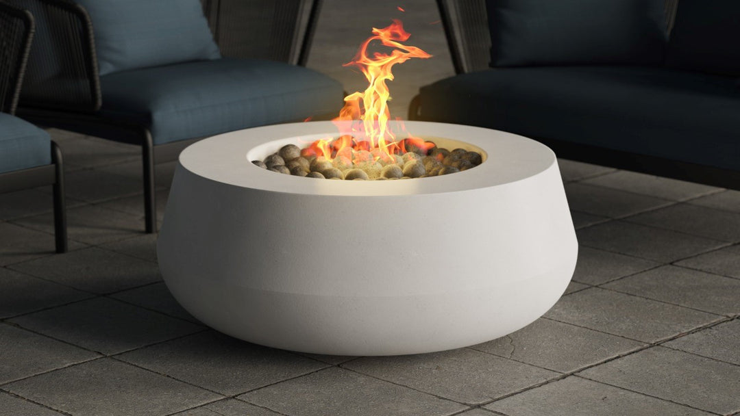 Oasis Fire Bowl – 42" Round Concrete Gas Fire Pit with Sloped Straight Edge (65,000 BTUs, Propane/Natural Gas)
