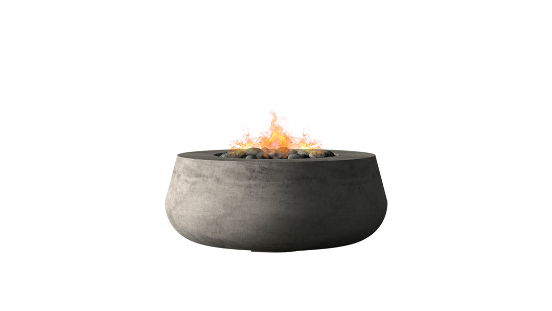 Oasis Fire Bowl – 42" Round Concrete Gas Fire Pit with Sloped Straight Edge (65,000 BTUs, Propane/Natural Gas)