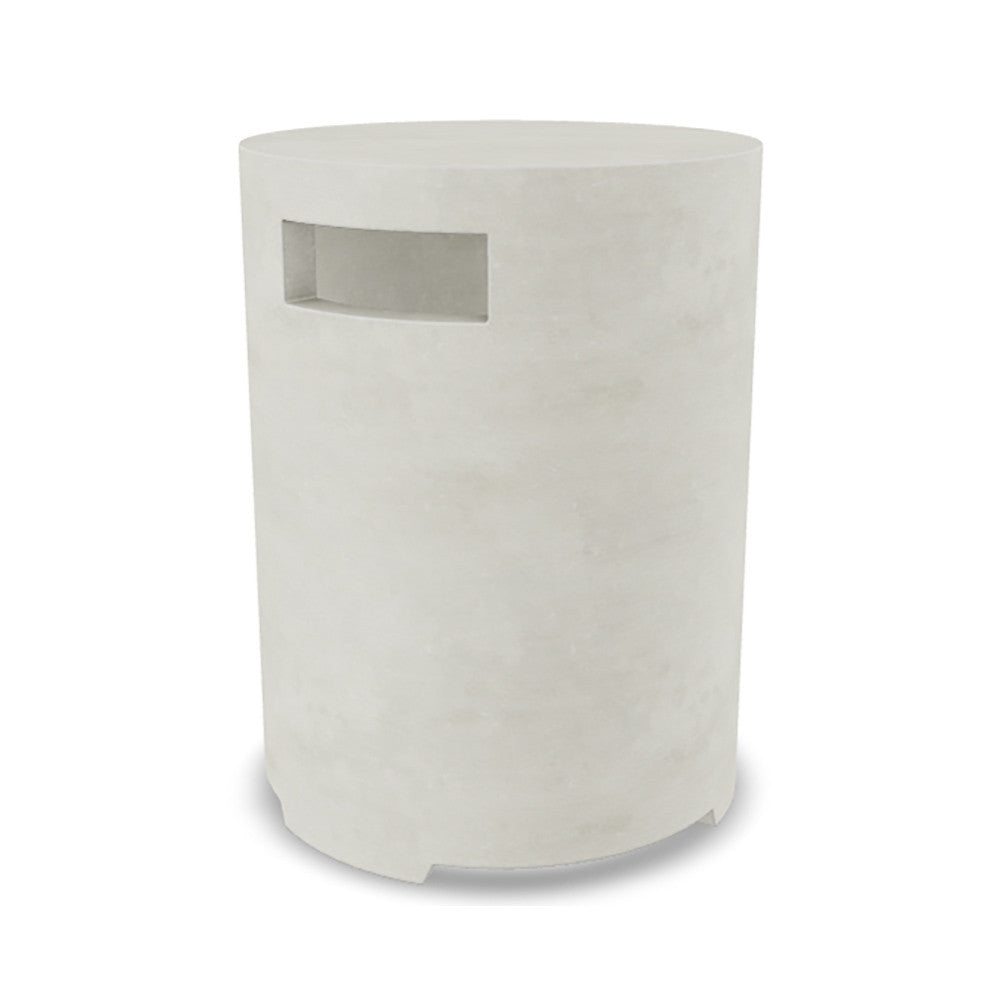 Orinda 15" Round Propane Tank Cover & Outdoor Side Table – Handcrafted Pewter Finish