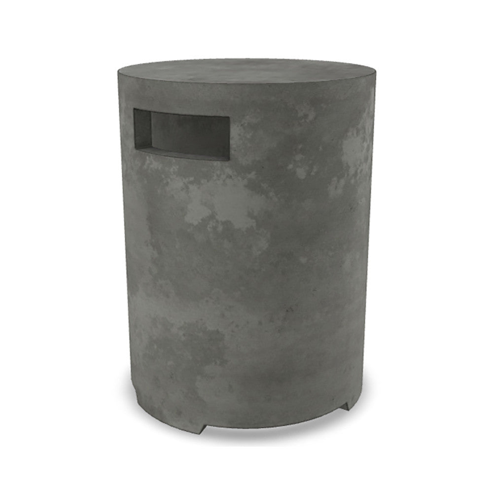 Orinda 15" Round Propane Tank Cover & Outdoor Side Table – Handcrafted Pewter Finish
