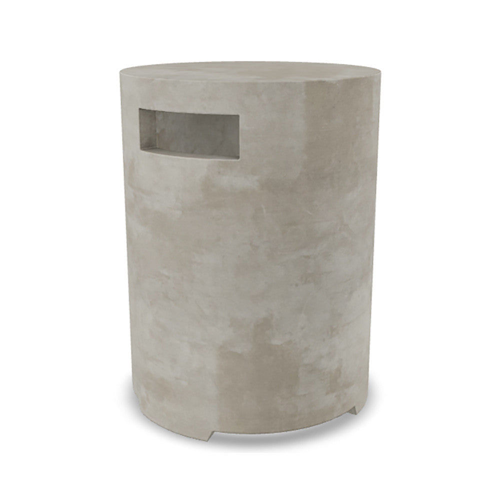 Orinda 15" Round Propane Tank Cover & Outdoor Side Table – Handcrafted Pewter Finish