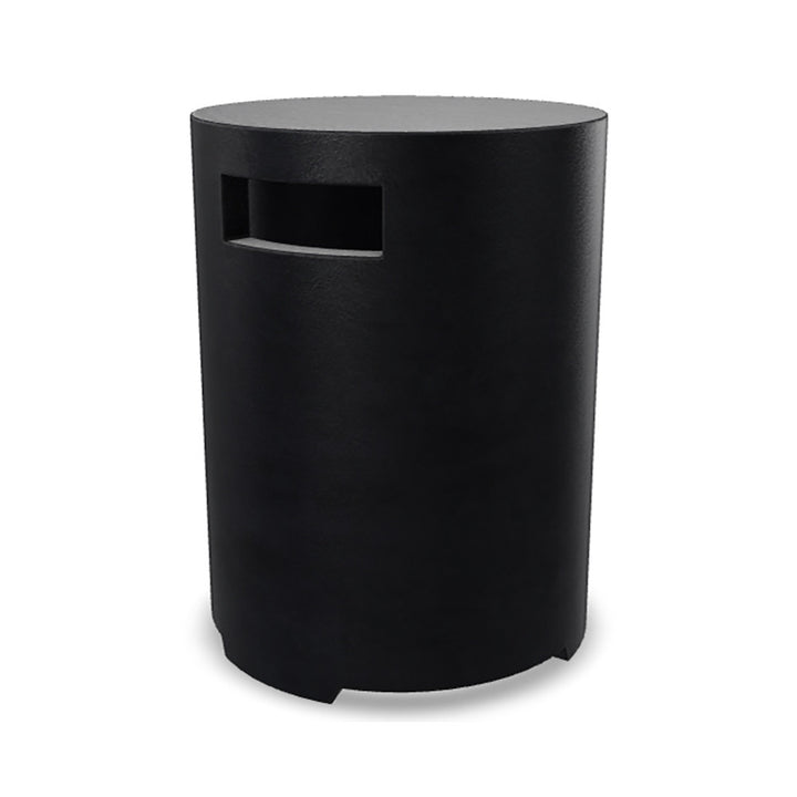 Orinda 15" Round Propane Tank Cover & Outdoor Side Table – Handcrafted Pewter Finish