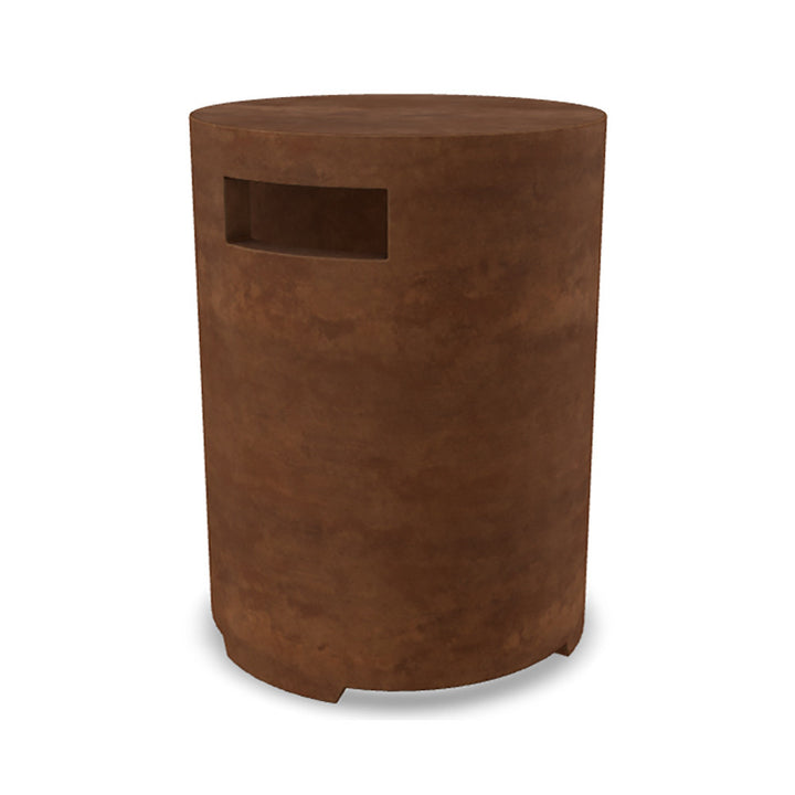 Orinda 15" Round Propane Tank Cover & Outdoor Side Table – Handcrafted Pewter Finish