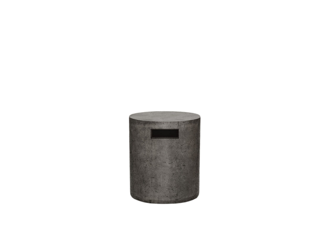 Orinda 15" Round Propane Tank Cover & Outdoor Side Table – Handcrafted Pewter Finish