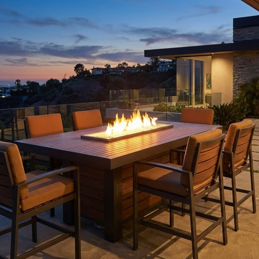 Kenwood Linear Dining Height Gas Fire Pit Table – SoCal Firepits