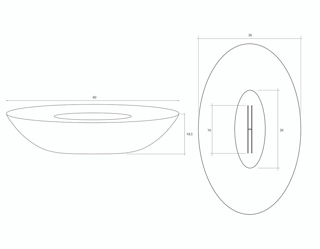 Ovale 60 Fire Pit Table – 36" x 60" Hand-Crafted Concrete Gas Fire Pit (65,000 BTUs, Propane or Natural Gas)