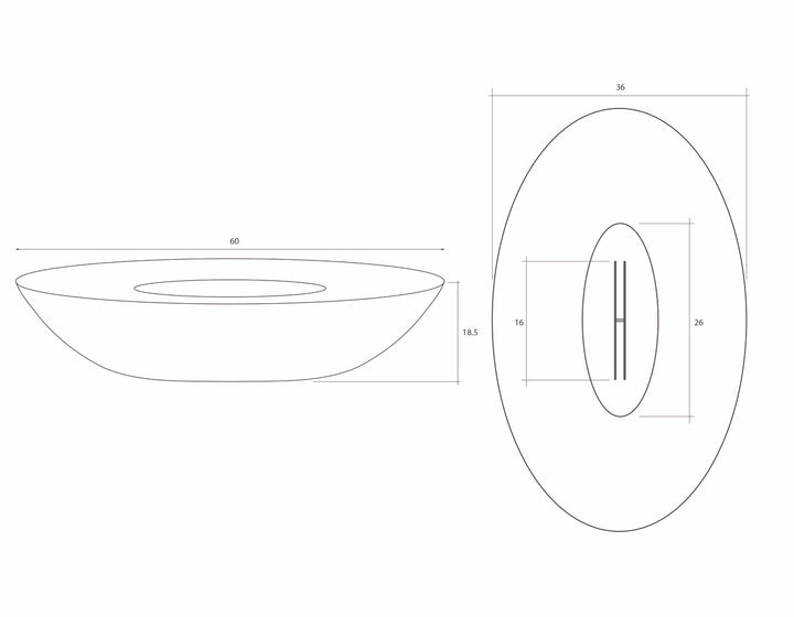 Ovale 60 Fire Pit Table – 36" x 60" Hand-Crafted Concrete Gas Fire Pit (65,000 BTUs, Propane or Natural Gas)