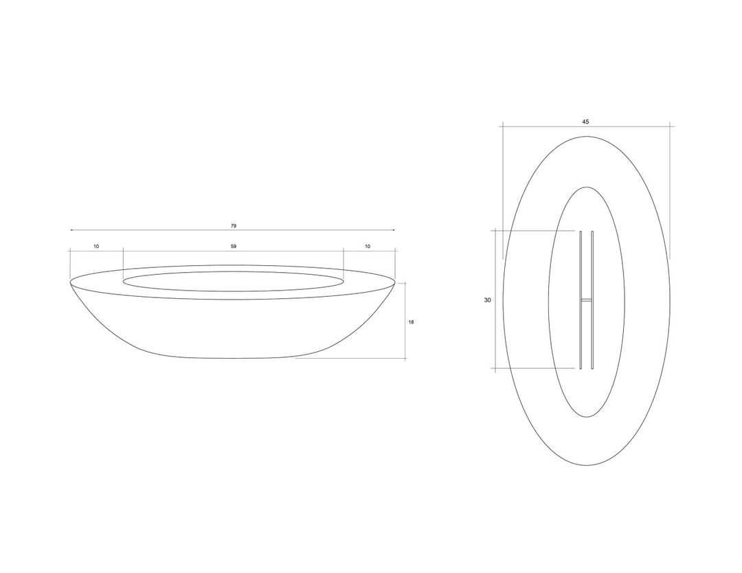 Ovale Rectangular Fire Pit Table – 45” x 79” Outdoor Gas Fire Bowl
