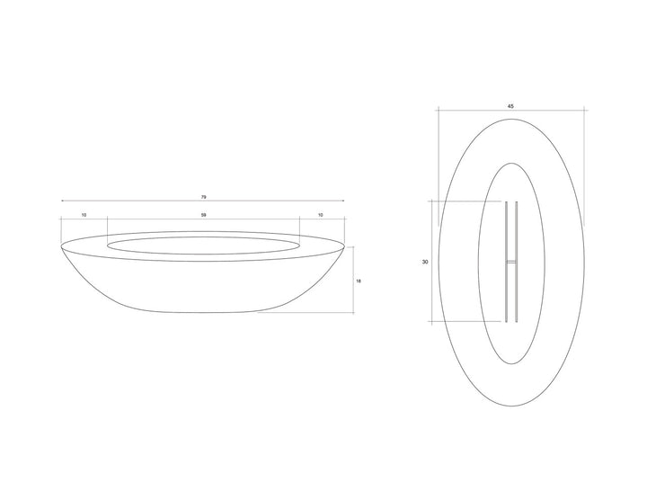 Ovale Rectangular Fire Pit Table – 45” x 79” Outdoor Gas Fire Bowl