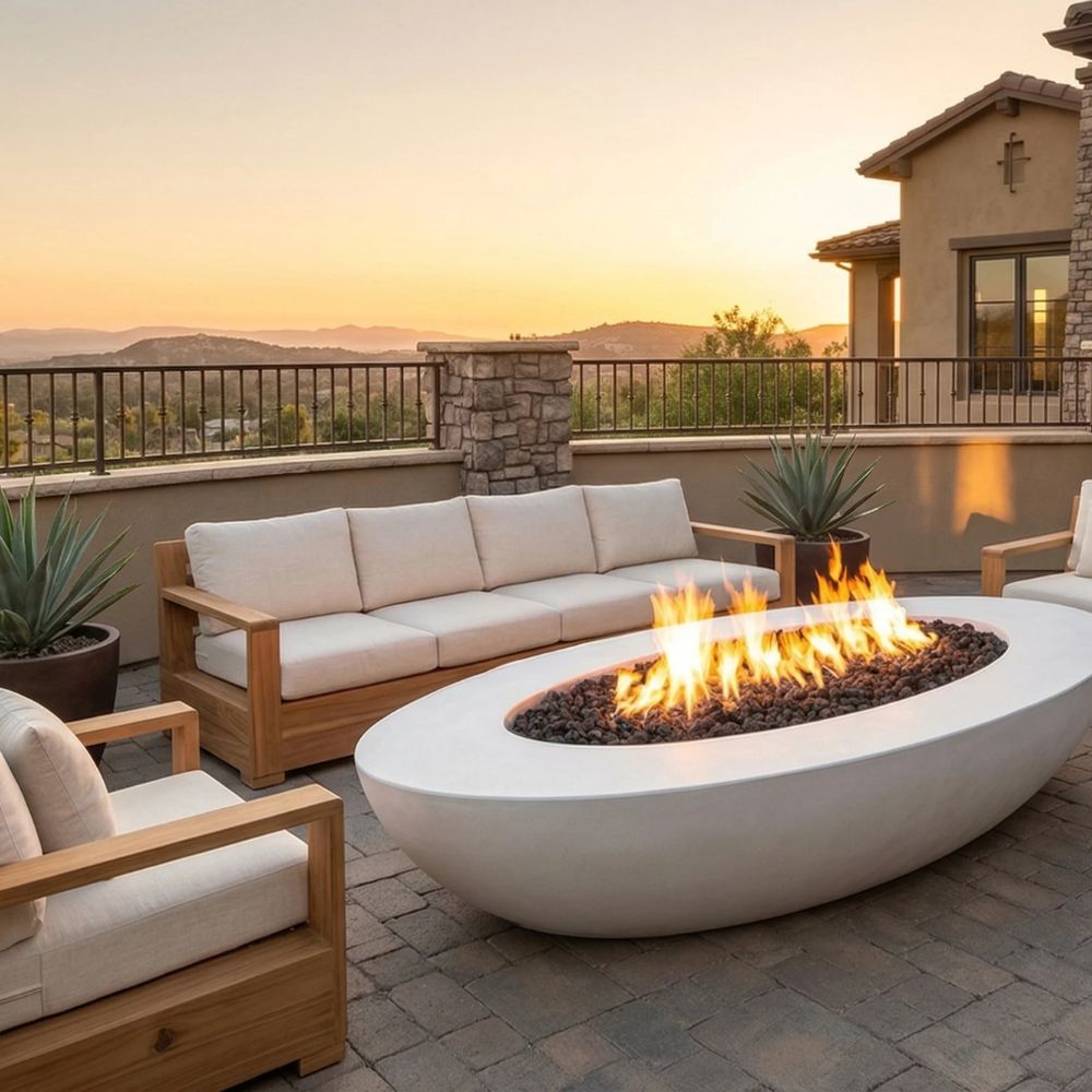Ovale Rectangular Fire Pit Table – 45” x 79” Outdoor Gas Fire Bowl