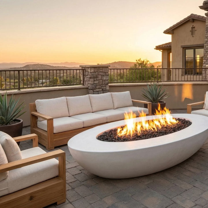 Ovale Rectangular Fire Pit Table – 45” x 79” Outdoor Gas Fire Bowl
